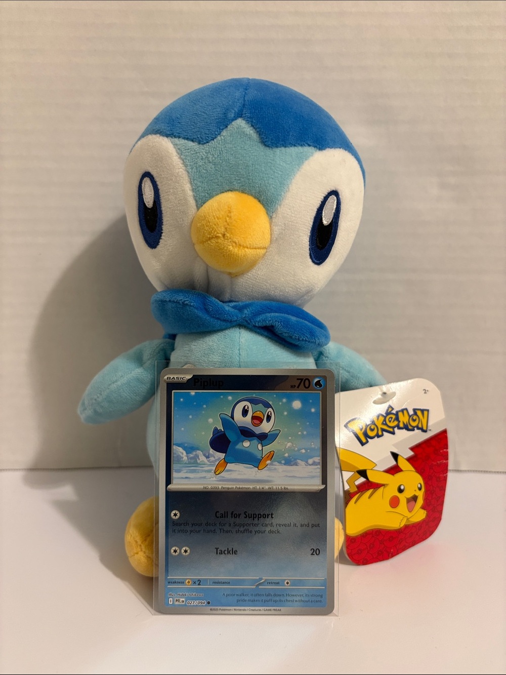Pokémon Piplup Plush Toy+ PF Piplup 027/094 Reverse Holo Mint Condition